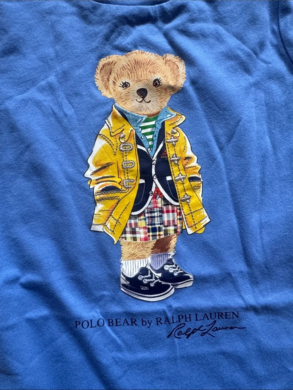Polo Ralph Lauren Blue Bear Graphic One-Piece for Kids